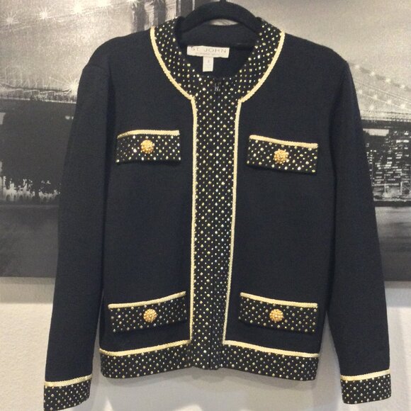 St. John by Marie Gray zipper jacket with gold detail - Picture 3 of 10